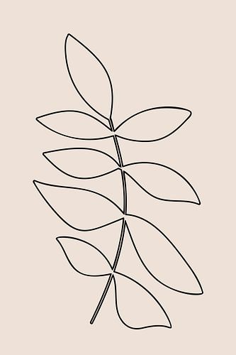 Japandi. Boho botanische plant op beige nr. 6