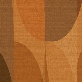 Retro abstract geometric in warm colors on linen no. 4 by Dina Dankers