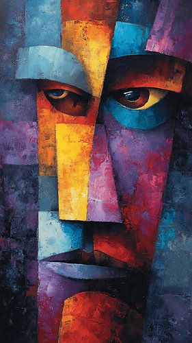 Griezelige hedendaagse kubistische surrealistische scène