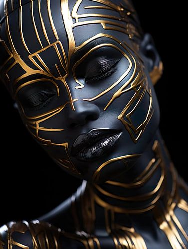 Portrait of woman with subtle gold stripes