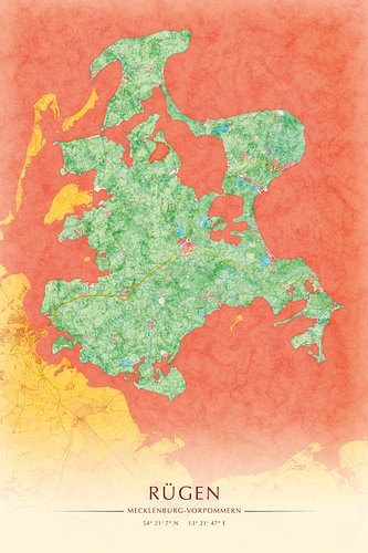 Rügen II - malerische Inselkarte Illustration