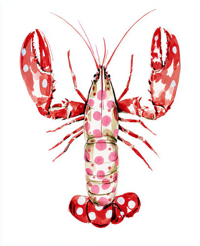 Colourful Lobster with Pink Dots