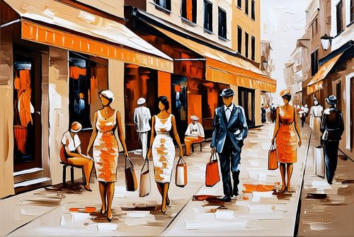 Moderne straatleven in kunst