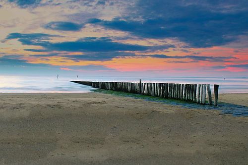 cadzandse paalhoofden, zonsondergang