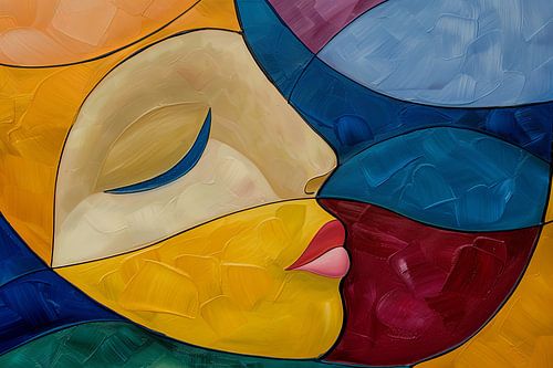 Digital abstract painterly portrait woman