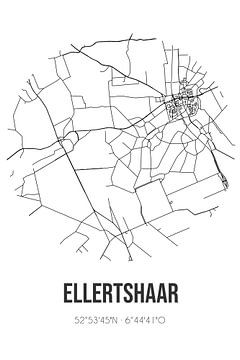 Ellertshaar (Drenthe) | Landkaart | Zwart-wit van MijnStadsPoster