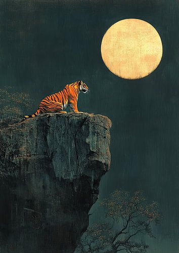 Een leeuw onder de maan