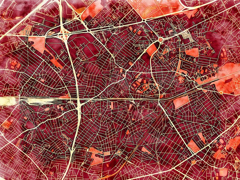 Kaart van Aulnay-sous-Bois in de stijl 'Amber Autumn' van Maporia
