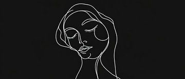Lijntekening van een dromende vrouw van Poster Art Shop