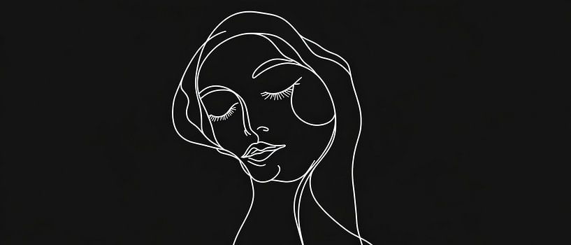 Linienzeichnung einer träumenden Frau von Poster Art Shop