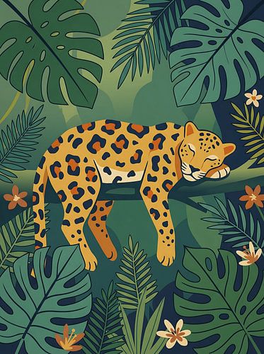 Een luipaard die uitrust in de jungle