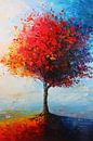 Expressieve kleurrijke boom met rode en oranje tinten van Art & Soul Creations thumbnail
