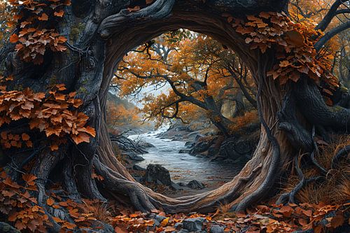 Oude boom bij rivier