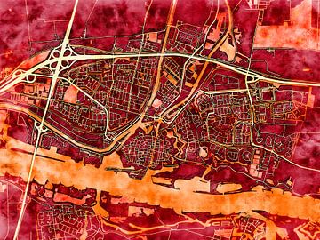 Kaart van Gorinchem in de stijl 'Amber Autumn' van Maporia