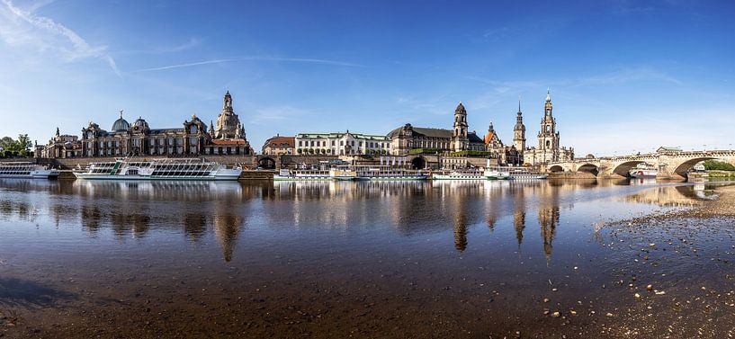Dresden - old town panorama at the Elbe river by Frank Herrmann