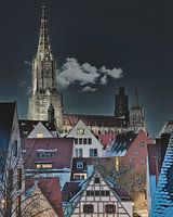 De Dom van Ulm bij nacht
