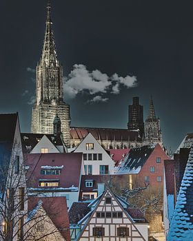 La cathédrale d'Ulm de nuit