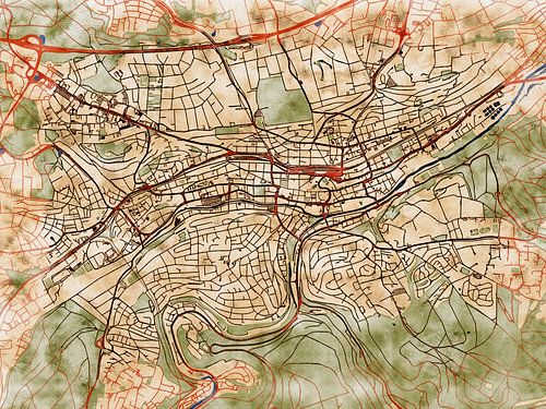 Kaart van Pforzheim in de stijl 'Serene Summer'