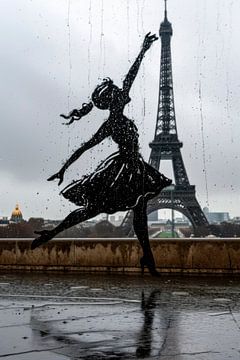 Urban Ballet: Eiffel Elegance van BowiScapes abstract en digitale kunst
