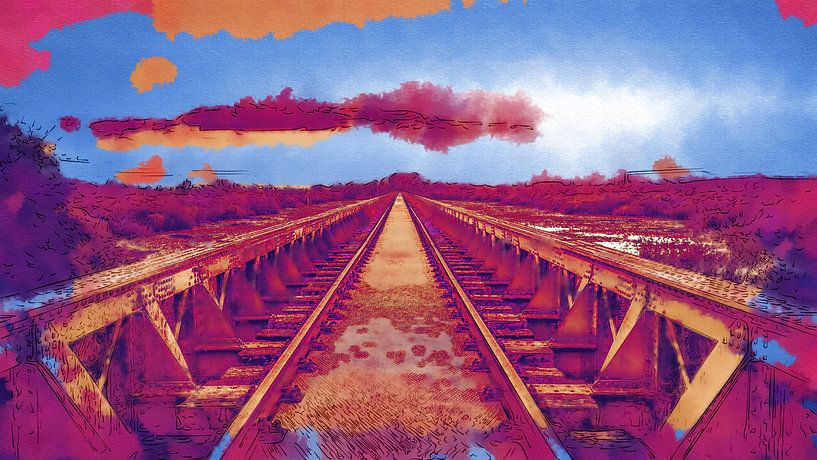 De mooie Brug van Moerputten als pentekening, olieverfschilderij, gouache, impasto en andere variant van Maurice Meerten