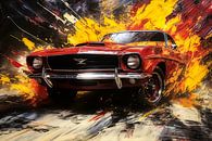 Bekende sportauto in actie in expressionisme van Harry Stok thumbnail