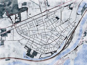 Kaart van Rheden in de stijl 'White Winter' van Maporia