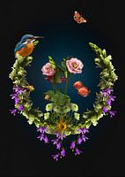 le martin-pêcheur et l'art floral