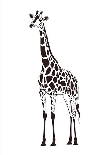Zwart-witte giraffe in minimalistische stijl