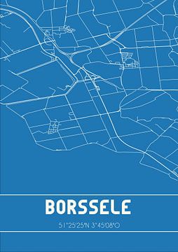 Blaupause | Karte | Borssele (Zeeland) von Rezona