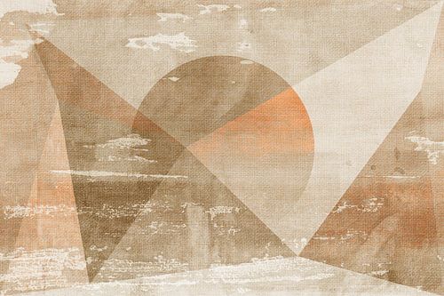 Zonsopgang in beige en oranje. Minimalistisch landschap.