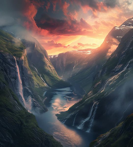 Frostiges Paradies: Berg und See von fernlichtsicht