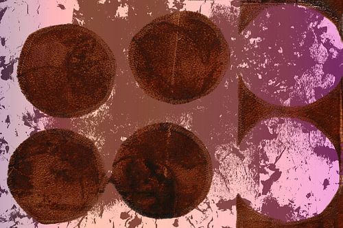 Art moderne abstrait géométrique minimaliste en brun et rose
