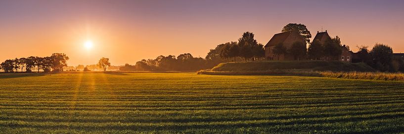 Panorama of a sunrise in Ezinge by Henk Meijer Photography