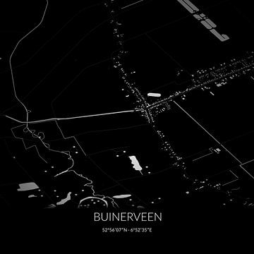 Carte en noir et blanc de Buinerveen, Drenthe. sur Rezona