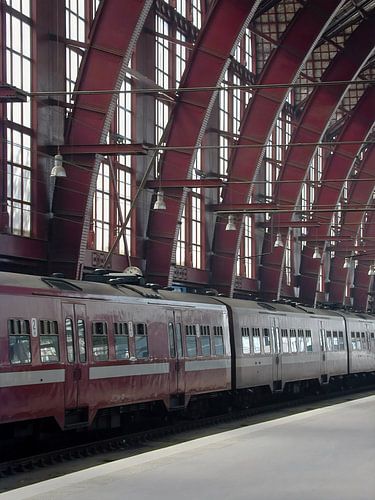 Bahnhof Antwerpen - Rhythmus in Burgunderrot