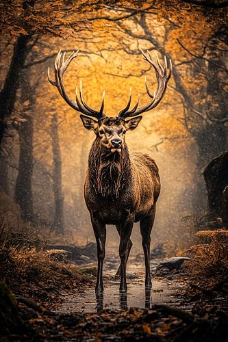 Majestueus hert in herfstbos