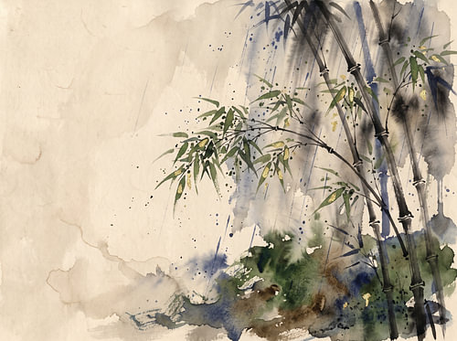 Ethereal Bamboo Forest Ink Wash