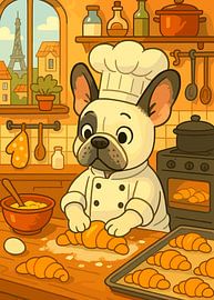 French bulldog as a baker in Paris by Pixelbull Design