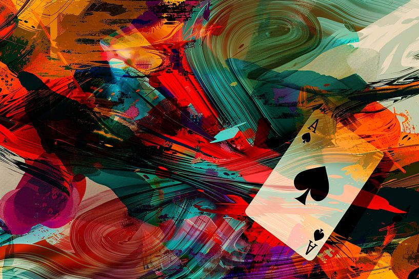 Explosion abstraite avec carte à jouer flottante par Imperial Art House