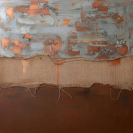Œuvre d'art abstraite en cuivre et en jute sur STUDIO ARTSY