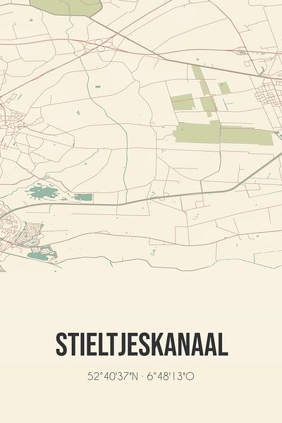 Vintage map of Stieltjeskanaal (Drenthe) by Prints of Place