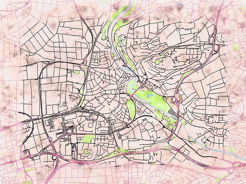 Map of Waiblingen with the style 'Soothing Spring' by Maporia