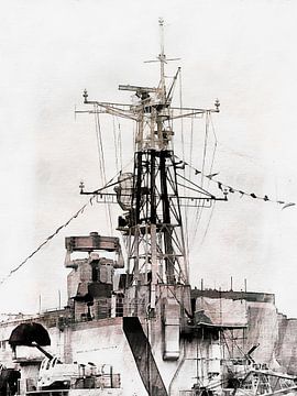 HMS Belfast tuigage en radar van Dorothy Berry-Lound