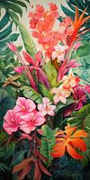 Tropische fantasie bloemen in abstract kleur stijl