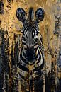 Mysterious zebra portrait in gold style by Art & Soul Creations thumbnail
