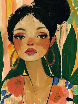 Portrait coloré, illustration moderne sur Carla Van Iersel