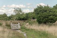 Houten hekje op het heideveld