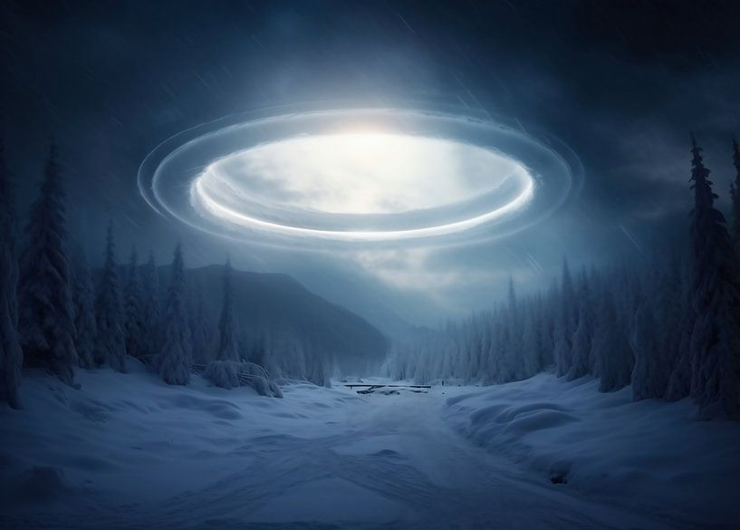 Lichte stemming in de winternacht van fernlichtsicht