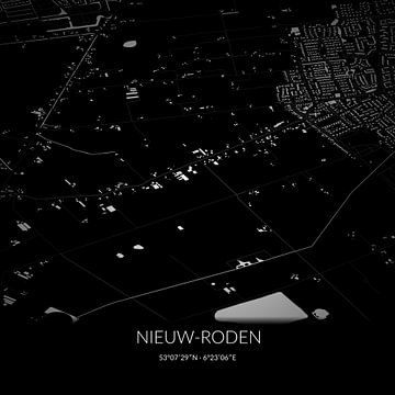 Black-and-white map of Nieuw-Roden, Drenthe. by Rezona