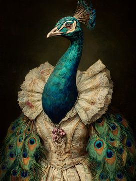 The peacock in silk and feathers